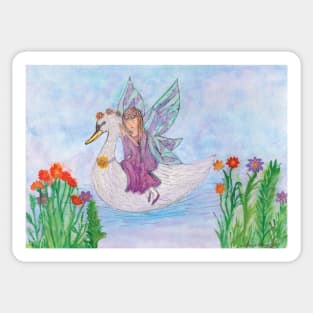 The Fairy Swan - Watercolour Painting Sticker